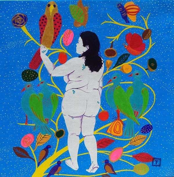 Conversation avec Hector. H, 2015. Acrylique sur toile, 65.3 x 65.3 cm.